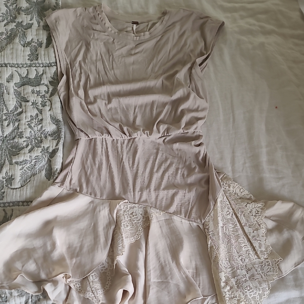 Free People Beige Lace Dress